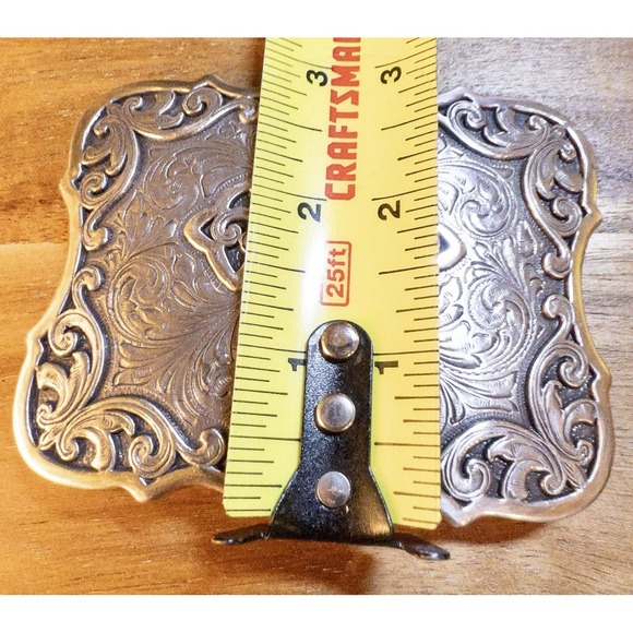 Western Silver Tone Cross Belt Buckle 3.5" X 3" - Picture 7 of 7